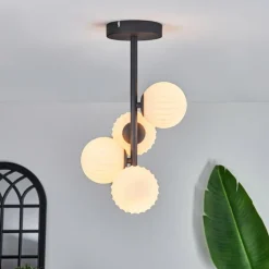 Plafonnier - Verre 10 cm Chehalis Blanc, 4 lumières