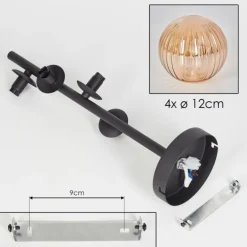 Plafonnier - Verre 12 cm Chehalis Ambre, 4 lumières