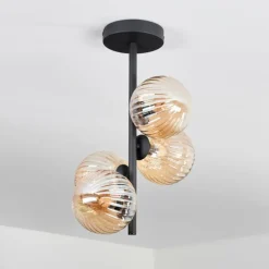 Plafonnier - Verre 12 cm Chehalis Ambre, 4 lumières