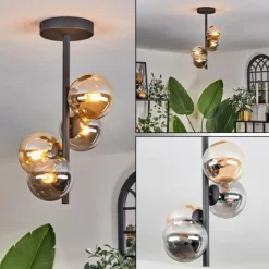 Plafonnier - Verre 10 cm Chehalis Ambre, Fumé, 4 lumières