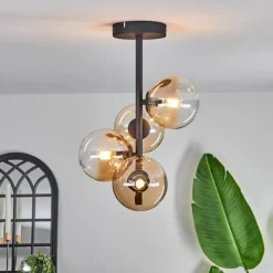 Plafonnier - Verre 10 cm Chehalis Ambre, Clair, 4 lumières