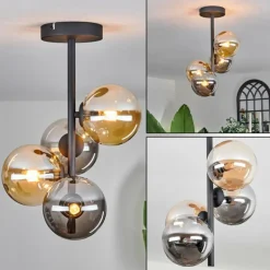 Plafonnier - Verre 12 cm Chehalis Ambre, Fumé, 4 lumières