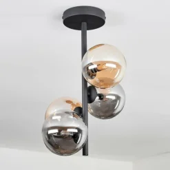 Plafonnier - Verre 12 cm Chehalis Ambre, Fumé, 4 lumières