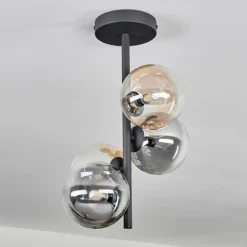 Plafonnier - Verre 12 cm Chehalis Ambre, Clair, Fumé, 4 lumières