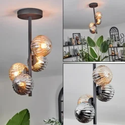 Plafonnier - Verre 10 cm Chehalis Ambre, Fumé, 4 lumières