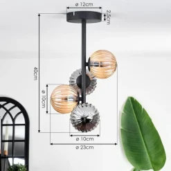 Plafonnier - Verre 10 cm Chehalis Ambre, Fumé, 4 lumières
