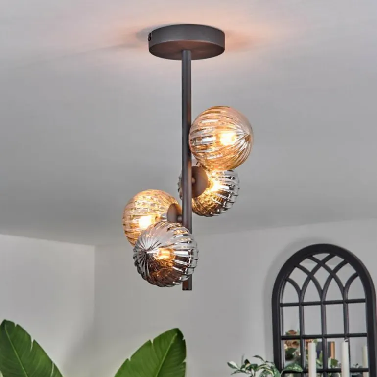 Plafonnier - Verre 10 cm Chehalis Ambre, Fumé, 4 lumières