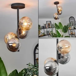 Plafonnier - Verre 12 cm Chehalis Ambre, Fumé, 4 lumières