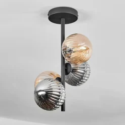Plafonnier - Verre 12 cm Chehalis Ambre, Fumé, 4 lumières