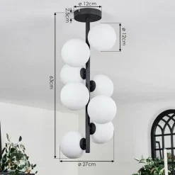 Plafonnier - Verre 12 cm Chehalis Blanc, 8 lumières