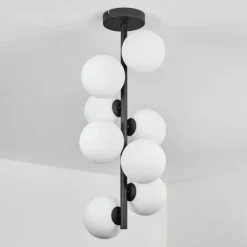 Plafonnier - Verre 12 cm Chehalis Blanc, 8 lumières