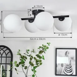 Plafonnier - Verre 15 cm Chehalis Blanc, 4 lumières