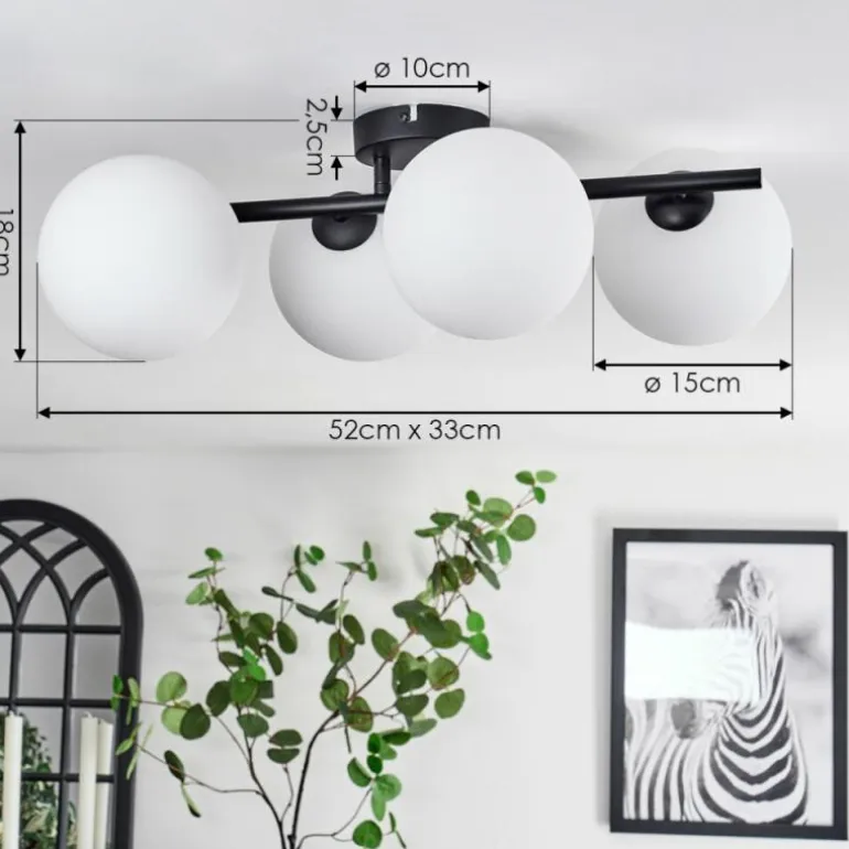 Plafonnier - Verre 15 cm Chehalis Blanc, 4 lumières