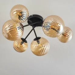 Plafonnier - Verre 12 cm, 15cm Chehalis Fumé, 6 lumières