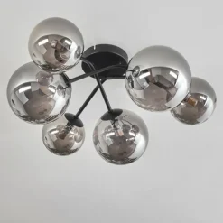 Plafonnier - Verre 12 cm, 15cm Chehalis Fumé, 6 lumières