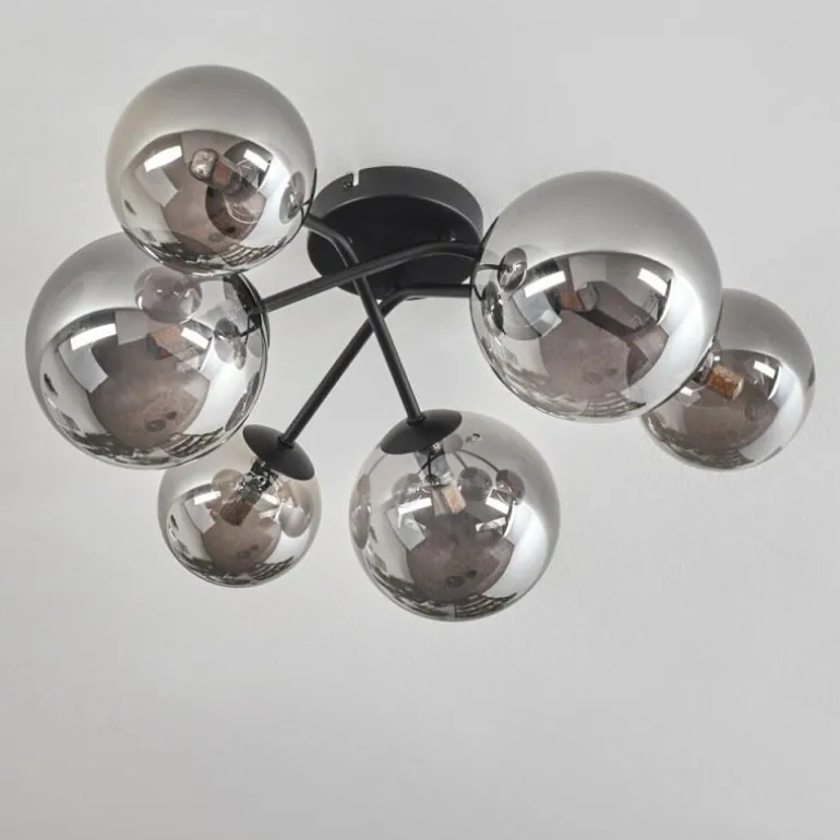 Plafonnier - Verre 12 cm, 15cm Chehalis Fumé, 6 lumières