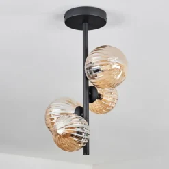 Plafonnier - Verre 10 cm,12 cm Chehalis Ambre, 4 lumières