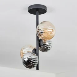 Plafonnier - Verre 10 cm,12 cm Chehalis Ambre, Fumé, 4 lumières