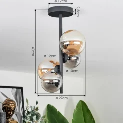 Plafonnier - Verre 10 cm, 12cm Chehalis Ambre, Fumé, 4 lumières