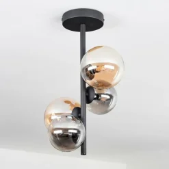 Plafonnier - Verre 10 cm, 12cm Chehalis Ambre, Fumé, 4 lumières