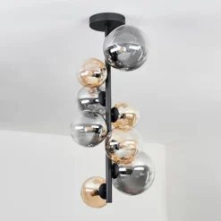 Plafonnier - Verre 10 cm, 12cm, 15cm Chehalis Ambre, Clair, Fumé, 8 lumières