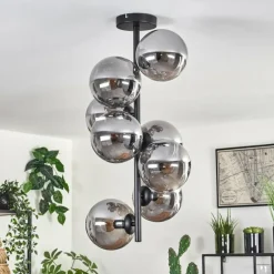 Plafonnier - Verre 15 cm Gastor Fumé, 8 lumières