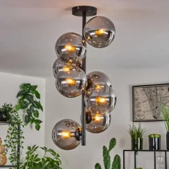 Plafonnier - Verre 15 cm Gastor Fumé, 8 lumières