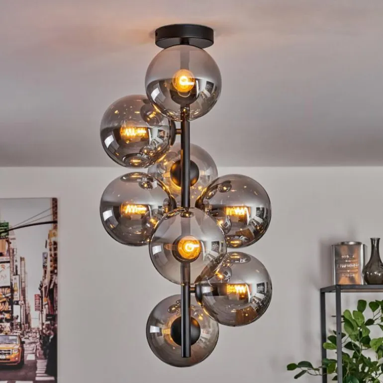 Plafonnier - Verre 15 cm Gastor Fumé, 8 lumières