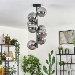 Plafonnier - Verre 15 cm Gastor Fumé, 8 lumières