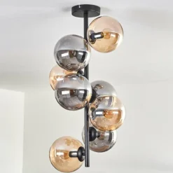 Plafonnier - Verre 15 cm Gastor Ambre, Fumé, 8 lumières