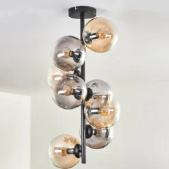 Plafonnier - Verre 15 cm Gastor Ambre, Clair, Fumé, 8 lumières