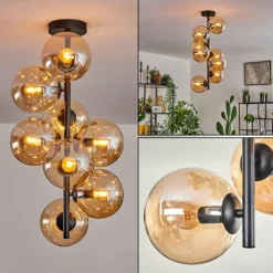 Plafonnier - Verre 15 cm Gastor Ambre, 8 lumières