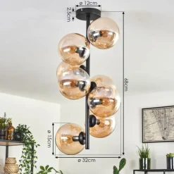 Plafonnier - Verre 15 cm Gastor Ambre, 8 lumières