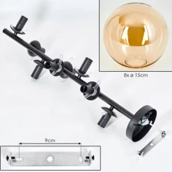 Plafonnier - Verre 15 cm Gastor Ambre, 8 lumières