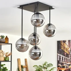 Plafonnier - Verre 15 cm Gastor Fumé, 5 lumières