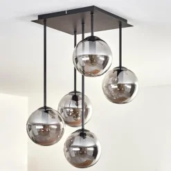 Plafonnier - Verre 15 cm Gastor Fumé, 5 lumières