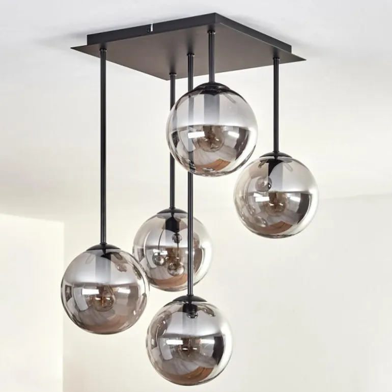 Plafonnier - Verre 15 cm Gastor Fumé, 5 lumières