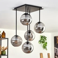 Plafonnier - Verre 15 cm Gastor Fumé, 5 lumières