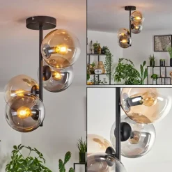 Plafonnier - Verre 15 cm Gastor Ambre, Clair, Fumé, 4 lumières