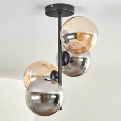 Plafonnier - Verre 15 cm Gastor Ambre, Fumé, 4 lumières