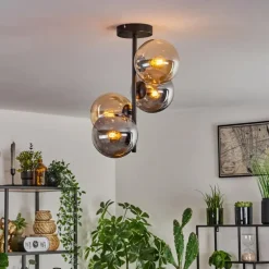 Plafonnier - Verre 15 cm Gastor Ambre, Fumé, 4 lumières