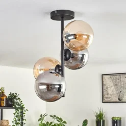Plafonnier - Verre 15 cm Gastor Ambre, Fumé, 4 lumières