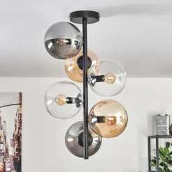 Plafonnier - Verre 15 cm Gastor Ambre, Clair, Fumé, 6 lumières