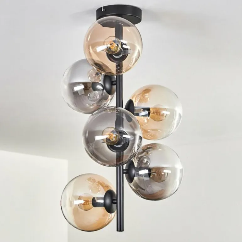 Plafonnier - Verre 15 cm Gastor Ambre, Clair, Fumé, 6 lumières