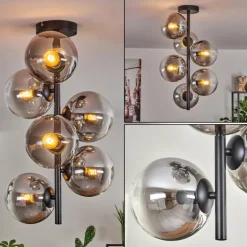 Plafonnier - Verre 15 cm Gastor Clair, Fumé, 6 lumières