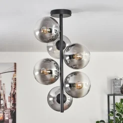 Plafonnier - Verre 15 cm Gastor Clair, Fumé, 6 lumières