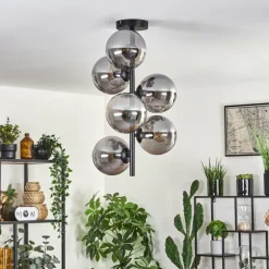 Plafonnier - Verre 15 cm Gastor Fumé, 6 lumières