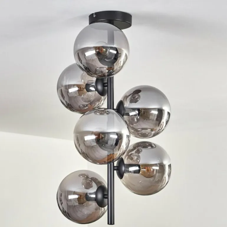 Plafonnier - Verre 15 cm Gastor Fumé, 6 lumières