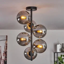 Plafonnier - Verre 15 cm Gastor Fumé, 6 lumières