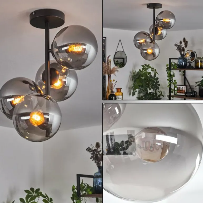 Plafonnier - Verre 15 cm Gastor Fumé, 4 lumières